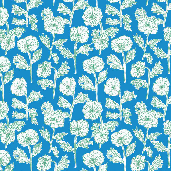 Painted Poppies in Blue Green