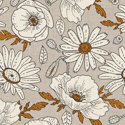 Large Poppies and Daisies in Dove Grey
