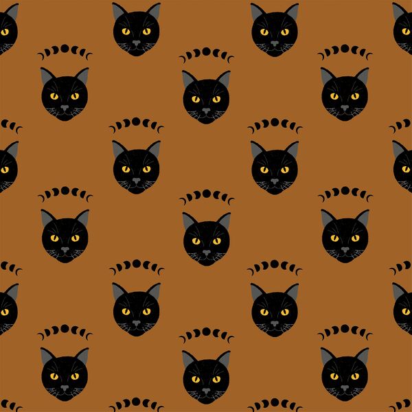 Mystical Cats in Amber Brown