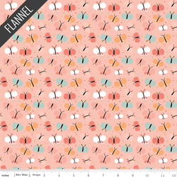 Butterflies Flannel in Coral
