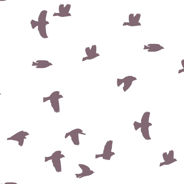 Flock Silhouette in Mulberry on White