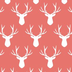 Stag Silhouette in Living Coral