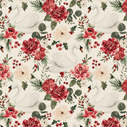 Floral Swan in Cream