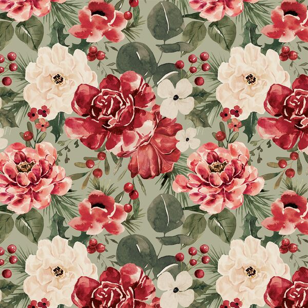Christmas Floral in Sage
