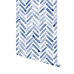 Painted Chevron in Indigo Blue