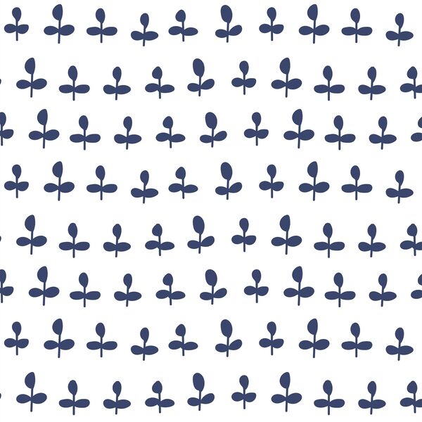 Leaves in Navy on White