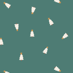 Tiny Tossed Christmas Trees in Pine Green