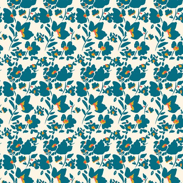 Painted Floral in Teal