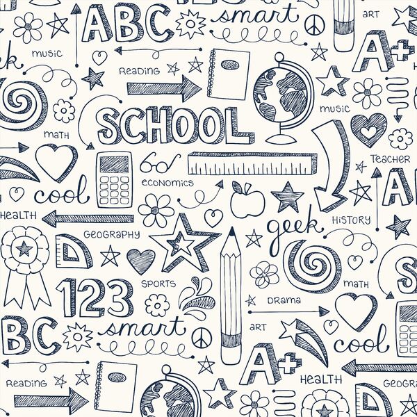 Doodles in Navy on Cream