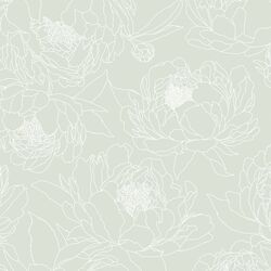 Large Sketched Garden in Fresh Mint