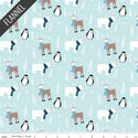 Winter Magic Winter Animals Flannel in Aqua