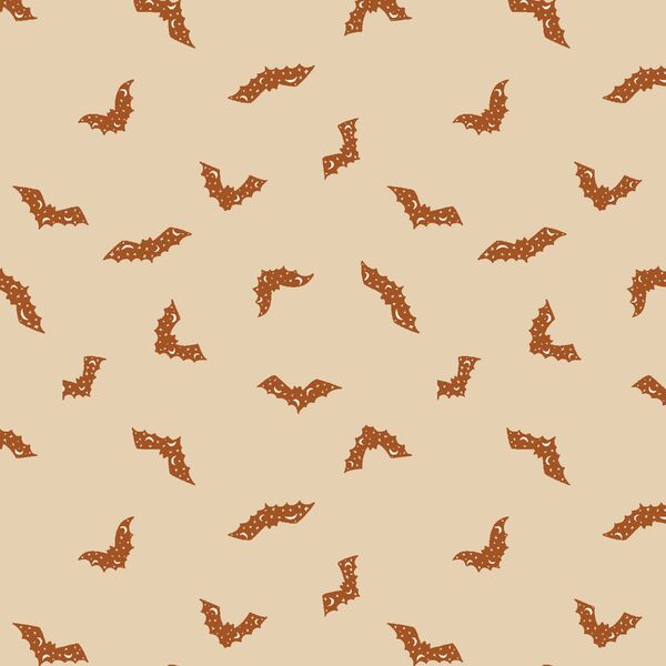 Halloween Bats in Light Beige and Rust Red
