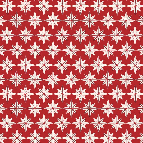 Stars in Cream on Christmas Red