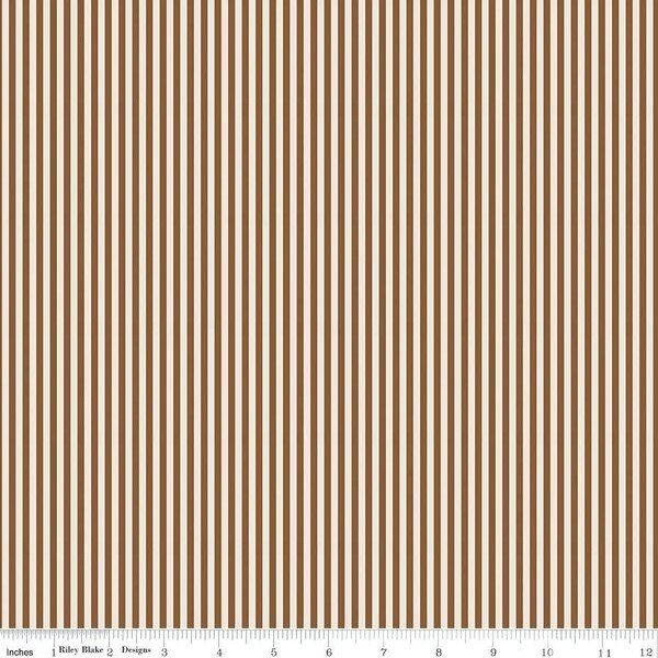 1/8" Stripe in Teddy Bear on Ivory