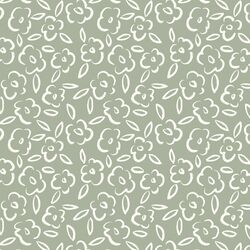 Painted Bloom in Ivory on Thyme Green