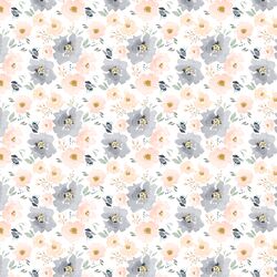 Tiny Full Bloom Floral in Peach and Navy