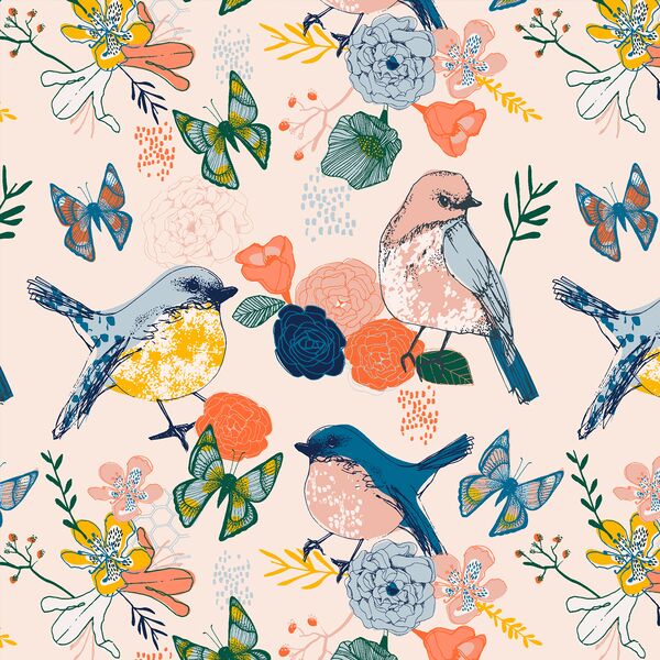 Bird Garden in Pearl Pink