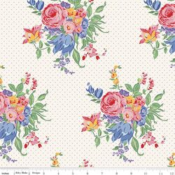 Floral Pindot in Ivory