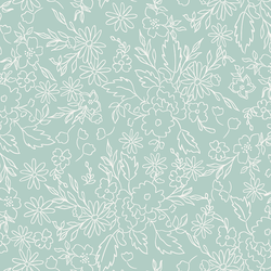 Floral Sketch in Soft Mint