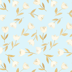 Spring Flowers in Pond Blue