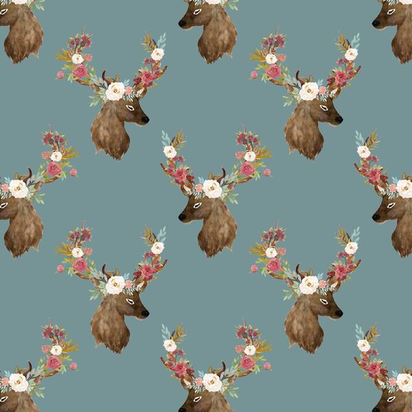 Little Autumn Deer in Rainy Blue
