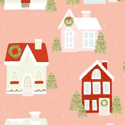 Large Christmas Cottages in Icing Pink