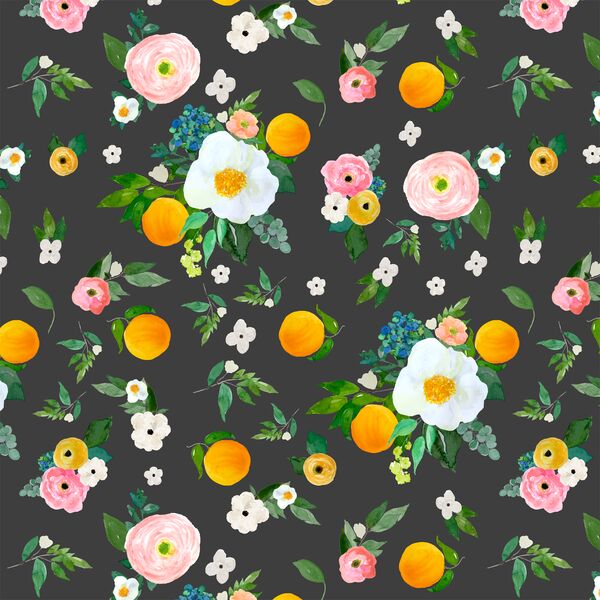 Large Orange Blossoms in Onyx
