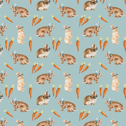 Little Cool Bunnies and Carrots in Light Blue