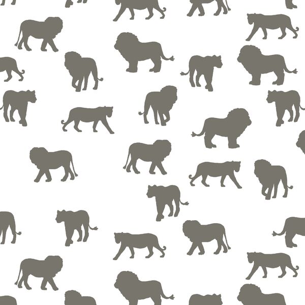 Lion Silhouette in Greige on White