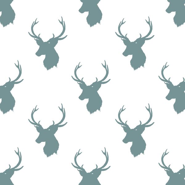 Little Stag Silhouette in Rainy Blue on White