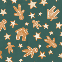 Gingerbread Christmas Cookies in Brushed Pine Green