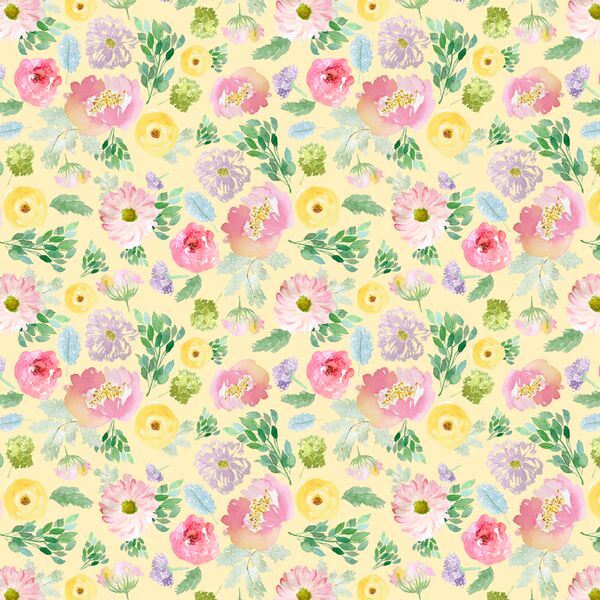 Little Spring Blooms in Buttercup