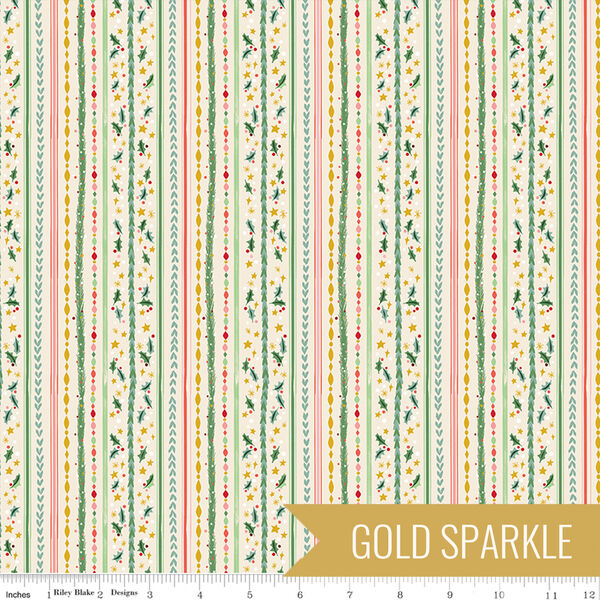 Winterberry Stripes in Ivory Sparkle