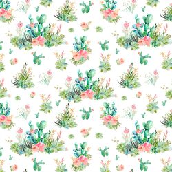 Small Cactus Floral in White