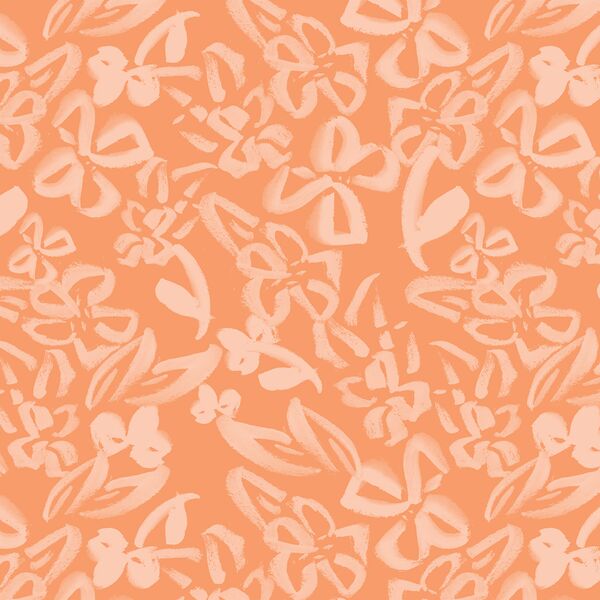 Painted Floral in Peach on Soft Nectarine