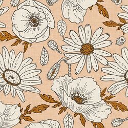 Large Poppies and Daisies in Coral