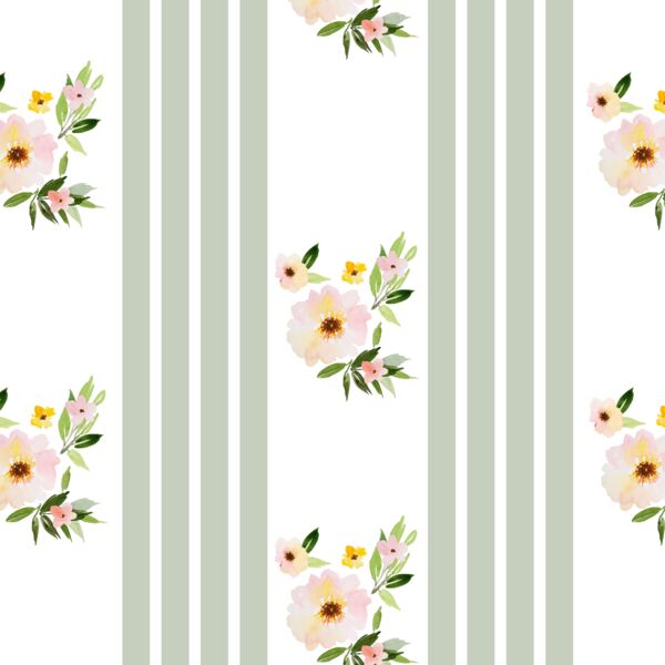 Floral Stripes in Succulent Green
