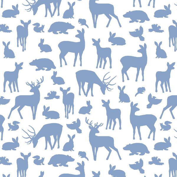 Forest Friends in Cornflower on White