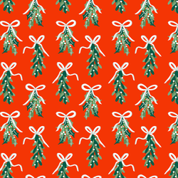 Mistletoe and Holly in Festive Red