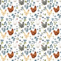 Little Garden Chickens in White