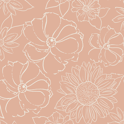 Large Sketched Floral in Dusky Pink