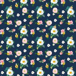 Small Spring Blossoms in Navy