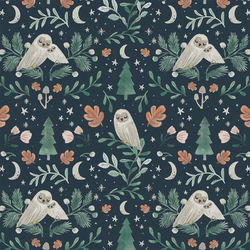 Hibernating Owl in Twilight Blue