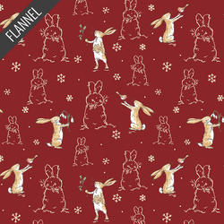 Bunnies Flannel in Brick