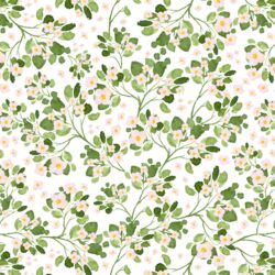 Little Strawberry Flowers in White