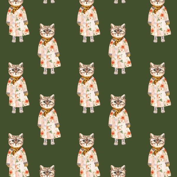 Little Miss Kitty in Olive Green