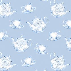 Tea Set Toss in Hydrangea Blue