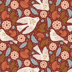 Birds in Dark Red