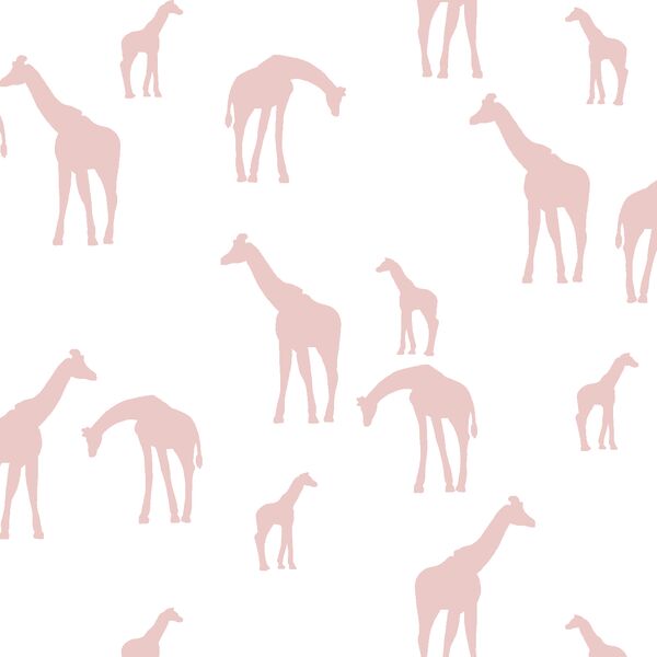 Giraffe Silhouette in Blush on White