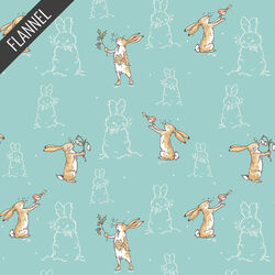 Bunnies Flannel in Teal